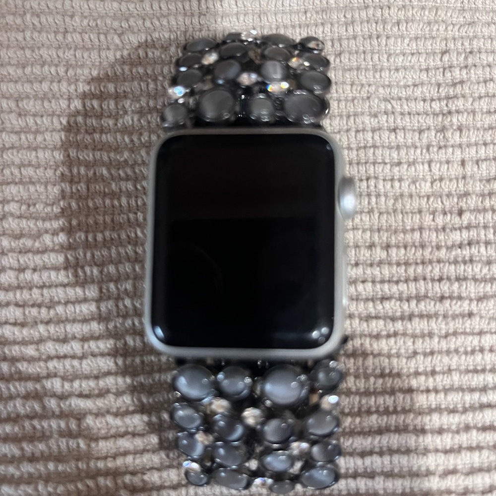 Apple Smartwatch (Series 1) with Silver and Black Beaded Band